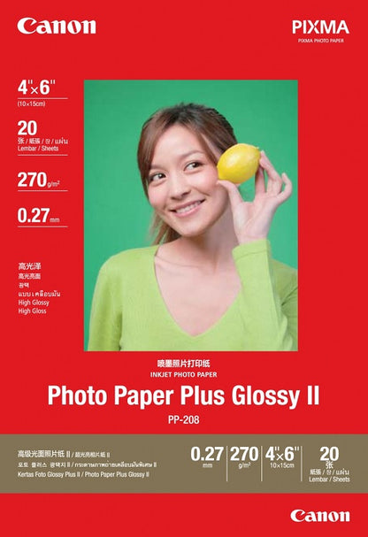 Canon PP-208 4 X 6 (20 shts) Photo Paper Plus Glossy II