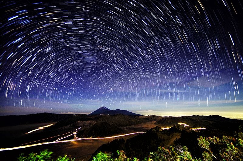 Bromo Star Trail Travel Landscape on Premium Canvas Print (Travel Landscape_10)